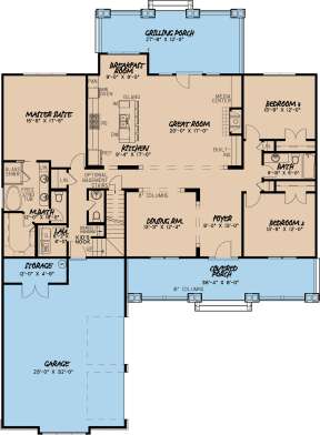 Craftsman Plan: 2,464 Square Feet, 4 Bedrooms, 3.5 Bathrooms - 8318-00064