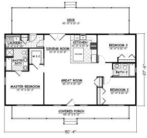 Country Plan: 1,381 Square Feet, 3 Bedrooms, 2 Bathrooms - 526-00077