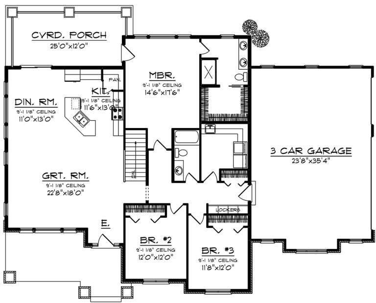 Craftsman Plan: 1,983 Square Feet, 3 Bedrooms, 2 Bathrooms - 1020-00028