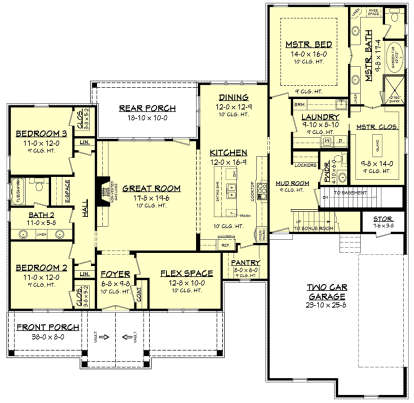 Main Floor w/ Optional Basement Stairs for House Plan #041-00180