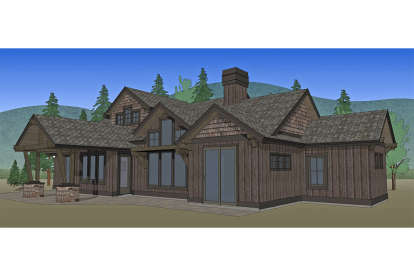 Mountain Rustic House Plan #5829-00003 Elevation Photo
