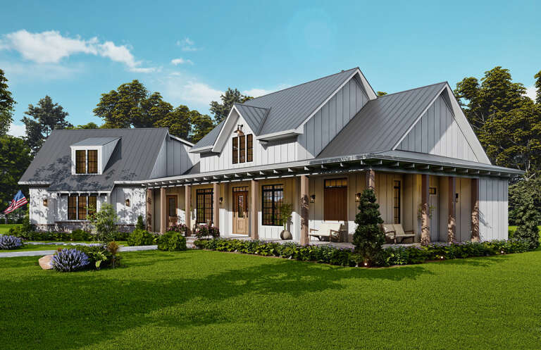 Modern Farmhouse Plan: 3,171 Square Feet, 3-4 Bedrooms, 2.5 Bathrooms 