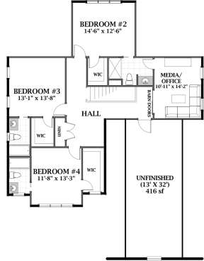 Craftsman Plan: 3,372 Square Feet, 4 Bedrooms, 3.5 Bathrooms - 2464-00108