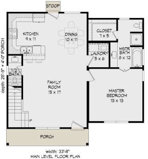 Traditional Plan: 1,840 Square Feet, 3 Bedrooms, 2.5 Bathrooms - 940-00131