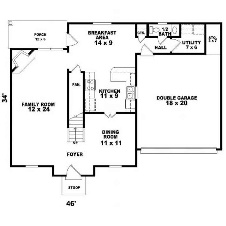 French Country Plan: 1,791 Square Feet, 3 Bedrooms, 2.5 Bathrooms - 053-00041