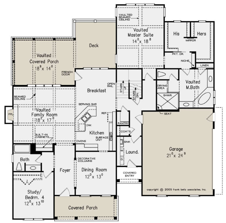 Traditional Plan: 2,899 Square Feet, 4 Bedrooms, 3 Bathrooms - 8594-00174