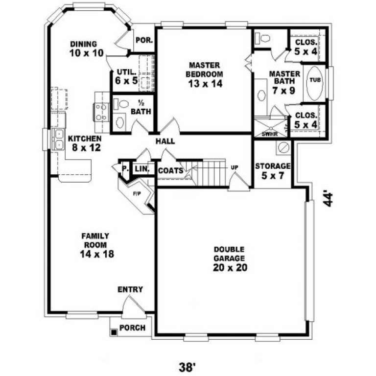 Traditional Plan: 1,986 Square Feet, 3 Bedrooms, 2.5 Bathrooms - 053-00079