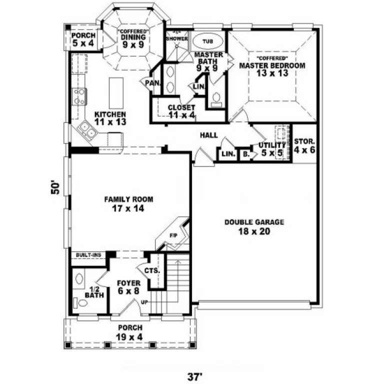 Traditional Plan: 1,959 Square Feet, 3 Bedrooms, 2.5 Bathrooms - 053-00084