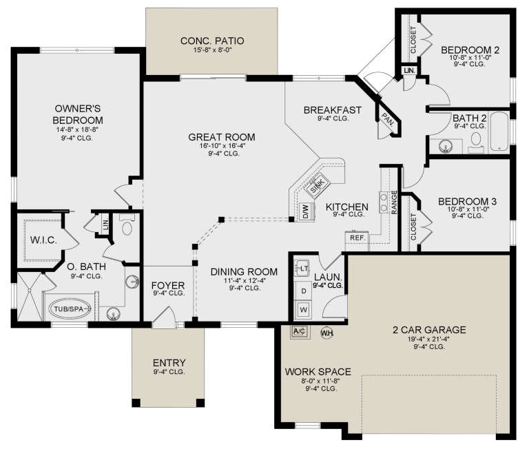 Ranch Plan: 1,789 Square Feet, 3 Bedrooms, 2 Bathrooms - 3978-00230