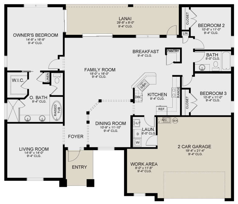 Ranch Plan: 1,993 Square Feet, 3 Bedrooms, 2 Bathrooms - 3978-00235