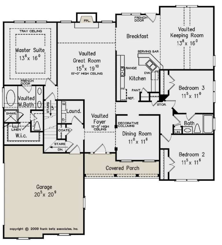 Traditional Plan: 2,034 Square Feet, 3 Bedrooms, 2 Bathrooms - 8594-00341