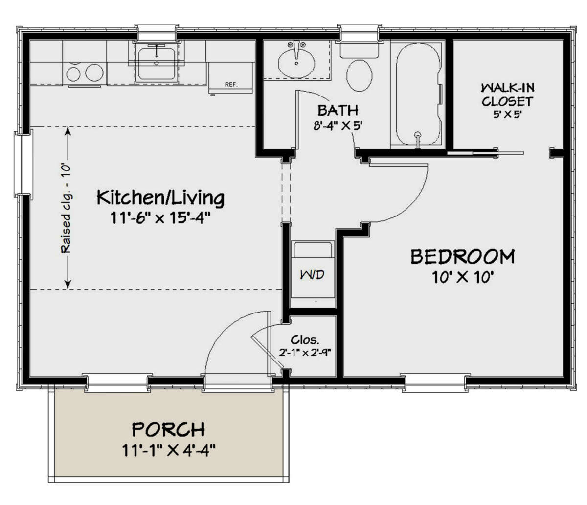 Cottage Plan 400 Square Feet, 1 Bedroom, 1 Bathroom 150200008