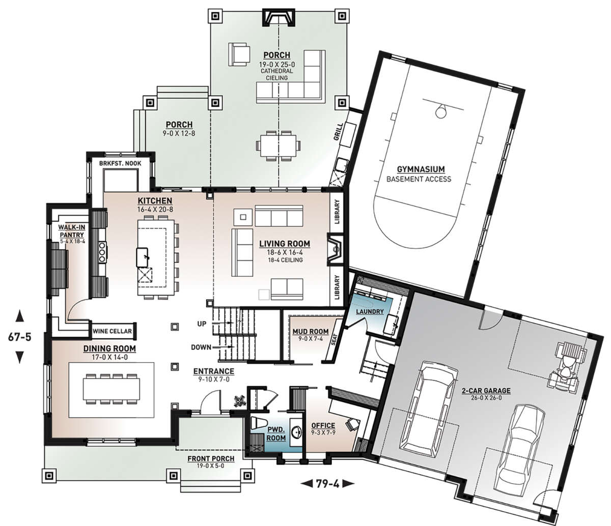 Craftsman Plan: 3,506 Square Feet, 4 Bedrooms, 2.5 Bathrooms - 034-01274