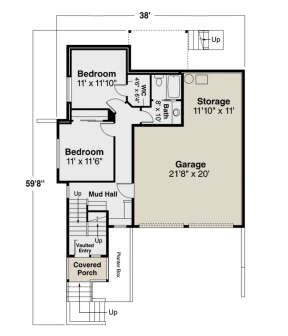 Modern Plan: 1,880 Square Feet, 3 Bedrooms, 2.5 Bathrooms - 035-00885
