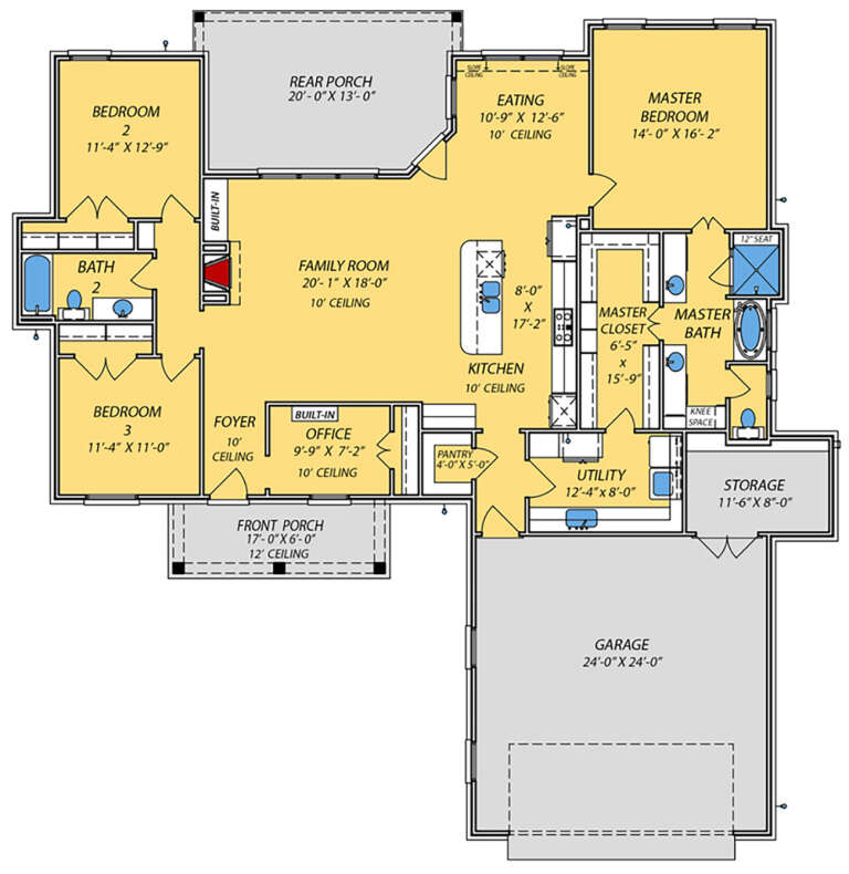 Traditional Plan: 1,946 Square Feet, 3 Bedrooms, 2 Bathrooms - 9279-00034