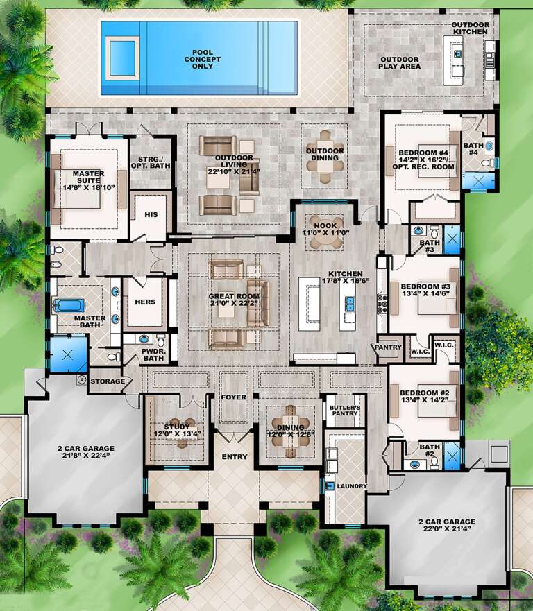 Contemporary Plan: 4,173 Square Feet, 4 Bedrooms, 4.5 Bathrooms - 5565 ...