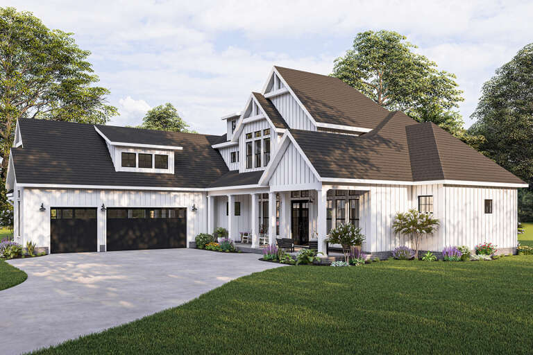 Modern Farmhouse Plan: 3,111 Square Feet, 4 Bedrooms, 3.5 Bathrooms ...