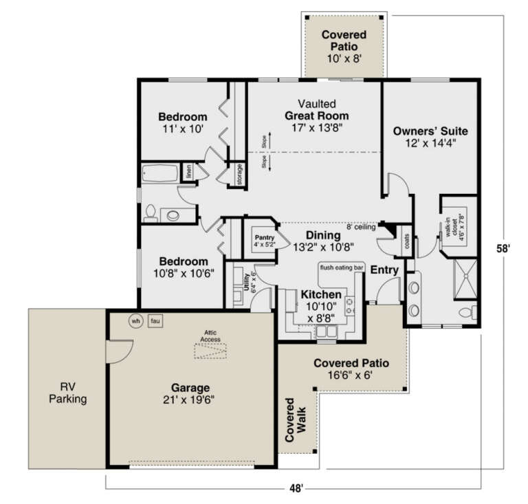 Traditional Plan: 1,383 Square Feet, 3 Bedrooms, 2 Bathrooms - 035-00959