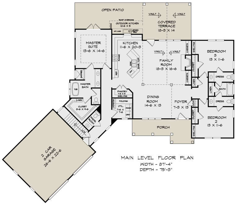 Craftsman Plan: 2,097 Square Feet, 3 Bedrooms, 3.5 Bathrooms - 6082-00192