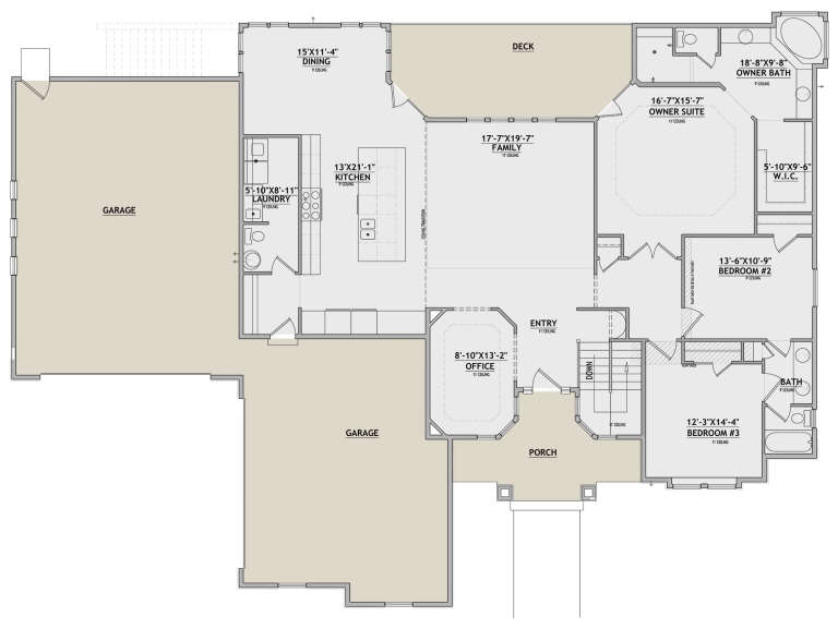 Craftsman Plan: 2,287 Square Feet, 3-6 Bedrooms, 2.5 Bathrooms - 8768-00066