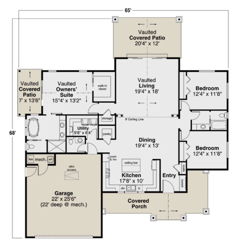 Craftsman Plan: 2,037 Square Feet, 3 Bedrooms, 2.5 Bathrooms - 035-01000