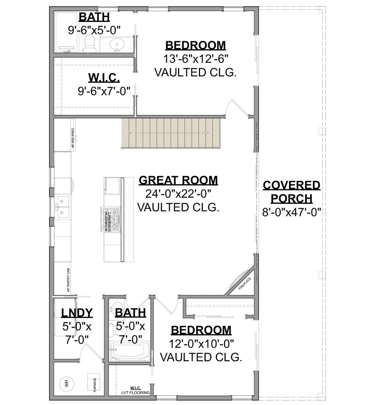 Modern Plan: 1,170 Square Feet, 2 Bedrooms, 2 Bathrooms - 1462-00045