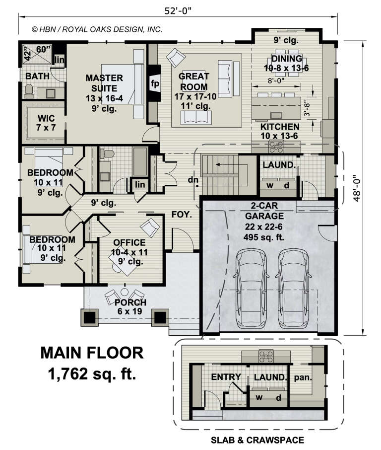 Craftsman Plan: 1,762 Square Feet, 3 Bedrooms, 2 Bathrooms - 098-00346