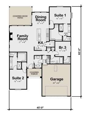 Modern Plan: 1,872 Square Feet, 3 Bedrooms, 3 Bathrooms - 402-01739