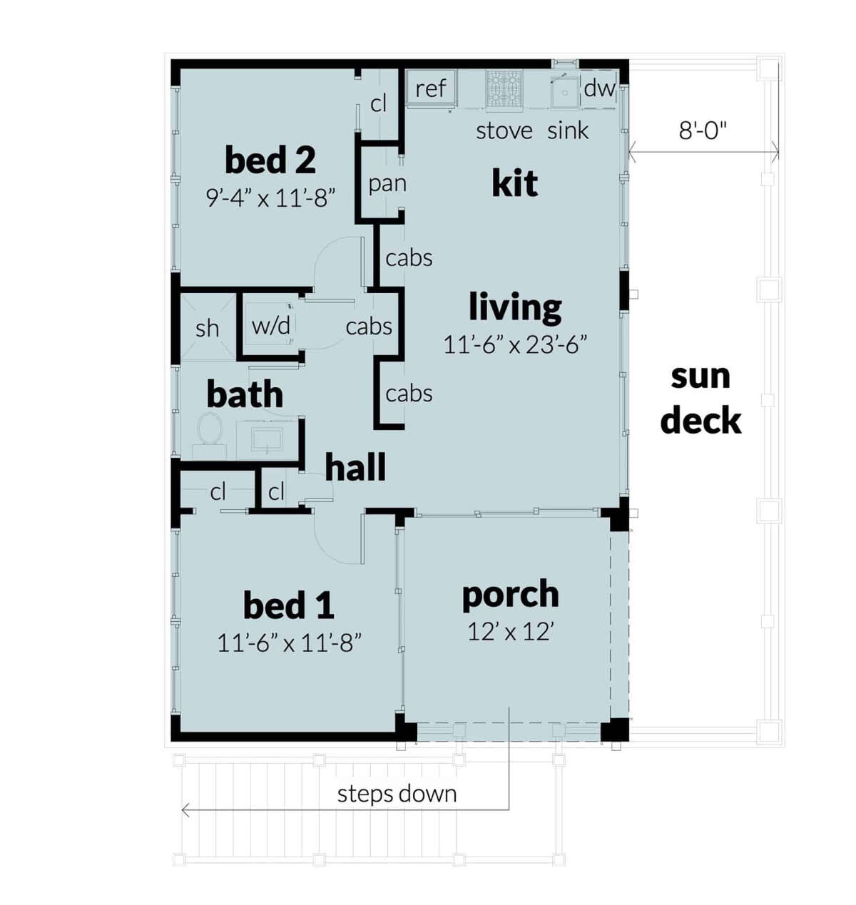 Cottage Style House Plan Beds Baths 750 Sq/Ft Plan #915-13 , 54% OFF