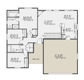 Ranch Plan: 1,259 Square Feet, 3 Bedrooms, 2 Bathrooms - 5244-00010