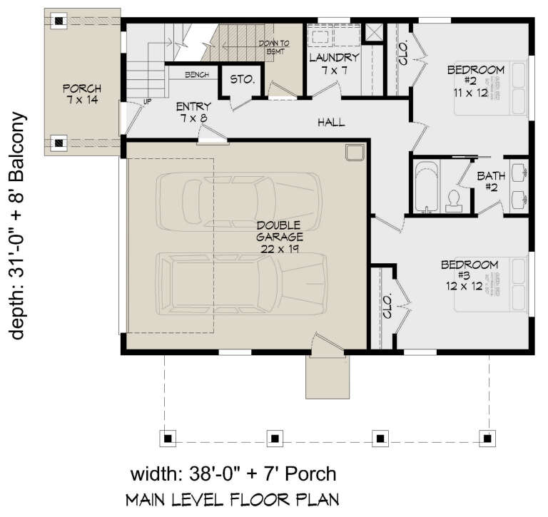 Modern Plan: 2,193 Square Feet, 3 Bedrooms, 2.5 Bathrooms - 940-00590