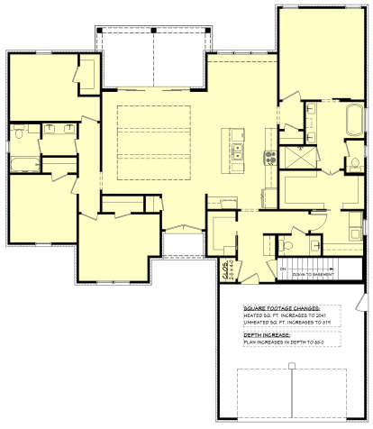 Main Floor w/ Basement Stair Location for House Plan #041-00306