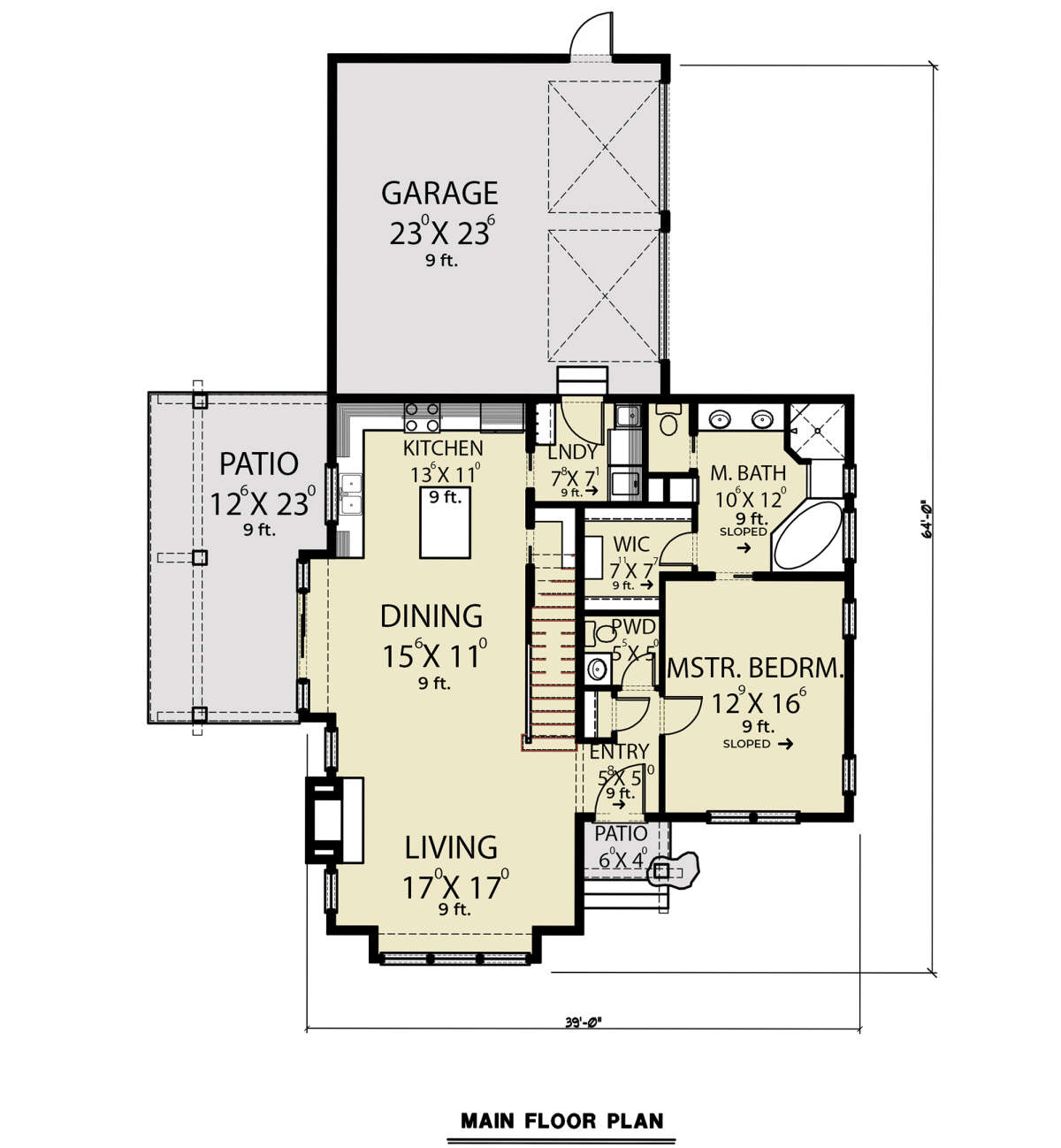 Modern Plan: 1,954 Square Feet, 3 Bedrooms, 2.5 Bathrooms - 2464-00039