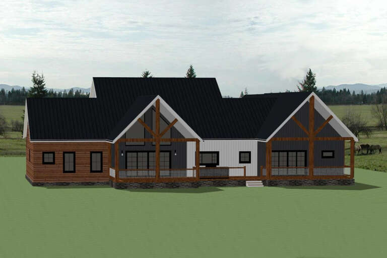 House Plan House Plan #28001 Angled Rear Elevation 