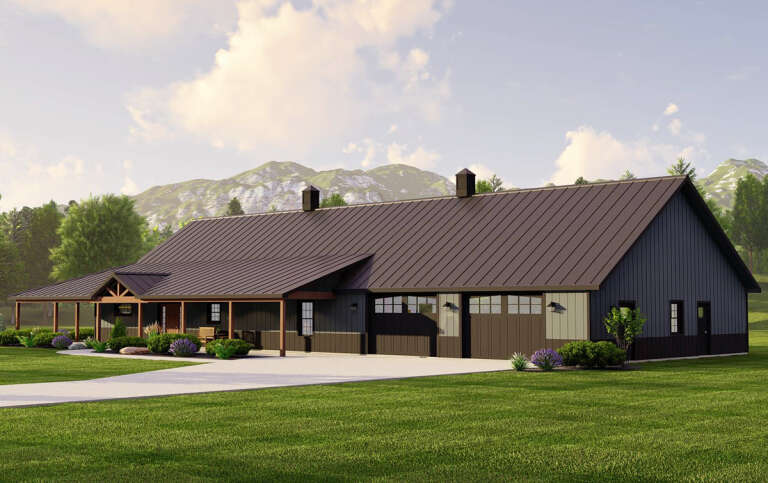 Barn Plan: 2,400 Square Feet, 3 Bedrooms, 3.5 Bathrooms - 5032-00191