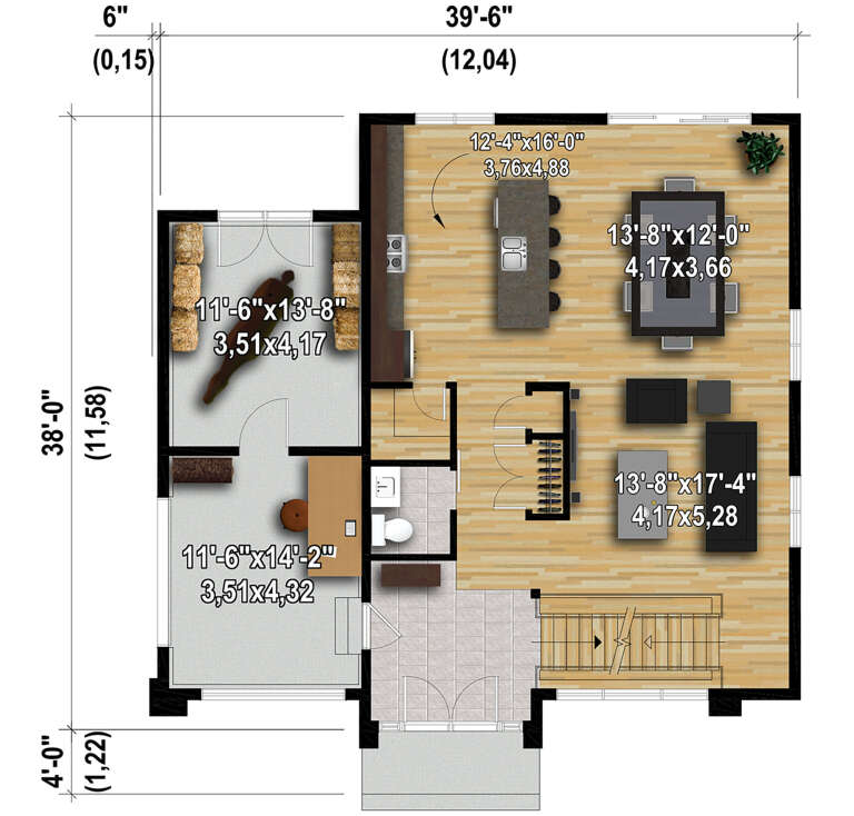 Contemporary Plan: 1,734 Square Feet, 3 Bedrooms, 2 Bathrooms - 963-00301