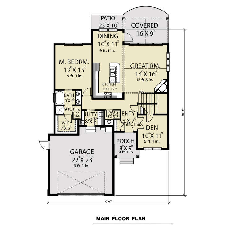 Craftsman Plan: 1,862 Square Feet, 3 Bedrooms, 2.5 Bathrooms - 2464-00090