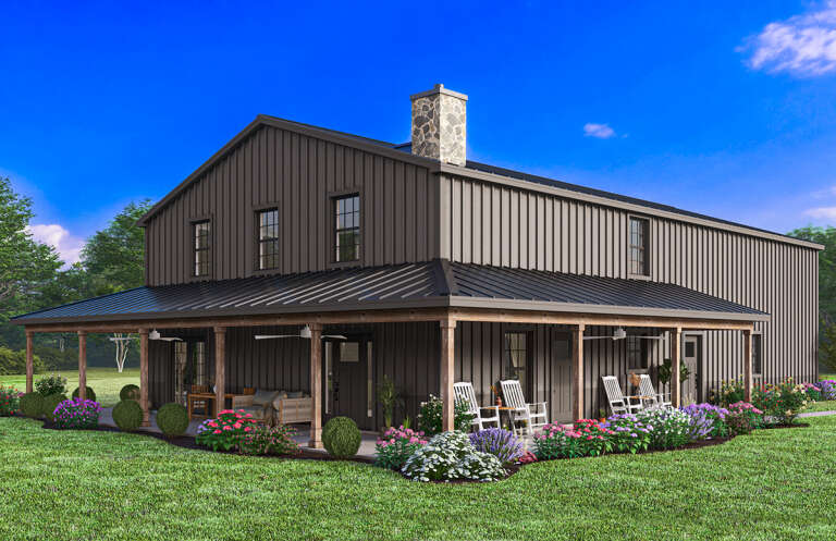 Barn Plan: 1,649 Square Feet, 2 Bedrooms, 2.5 Bathrooms - 5032-00218