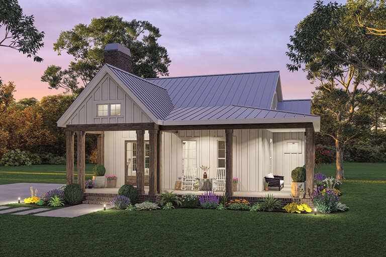 Modern Farmhouse Plan: 1,263 Square Feet, 2 Bedrooms, 2 Bathrooms - 009 