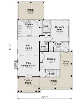 Modern Farmhouse Plan: 1,263 Square Feet, 2 Bedrooms, 2 Bathrooms - 009 ...
