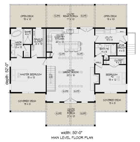 Country Plan: 1,485 Square Feet, 2 Bedrooms, 2 Bathrooms - 940-00719