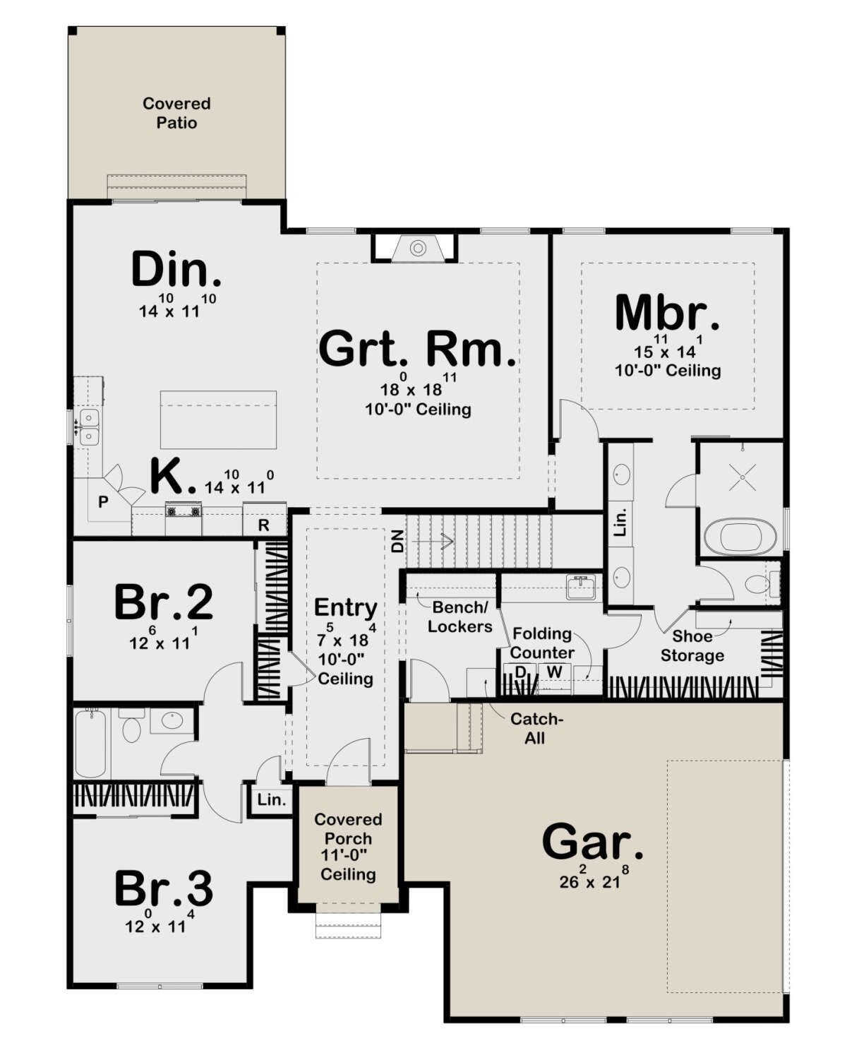 Modern Farmhouse Plan: 1,983 Square Feet, 3 Bedrooms, 2 Bathrooms - 963 ...