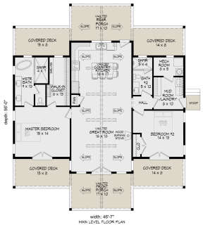 Country Plan: 1,442 Square Feet, 2 Bedrooms, 2 Bathrooms - 940-00749