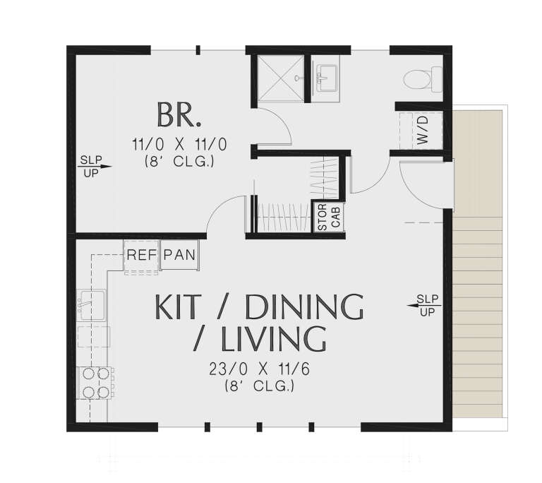 House Plan 110-01083 - Craftsman Plan: 509 Square Feet, 1 Bedroom, 1  Bathroom