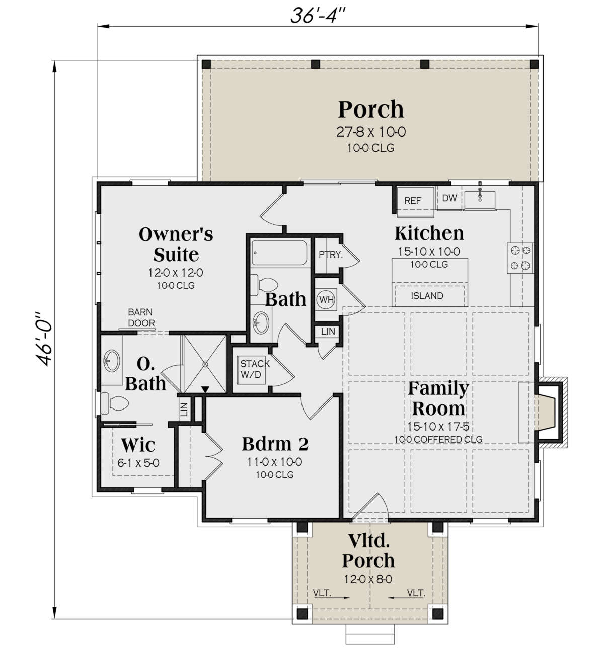 Modern Farmhouse Plan: 996 Square Feet, 2 Bedrooms, 2 Bathrooms - 009-00341
