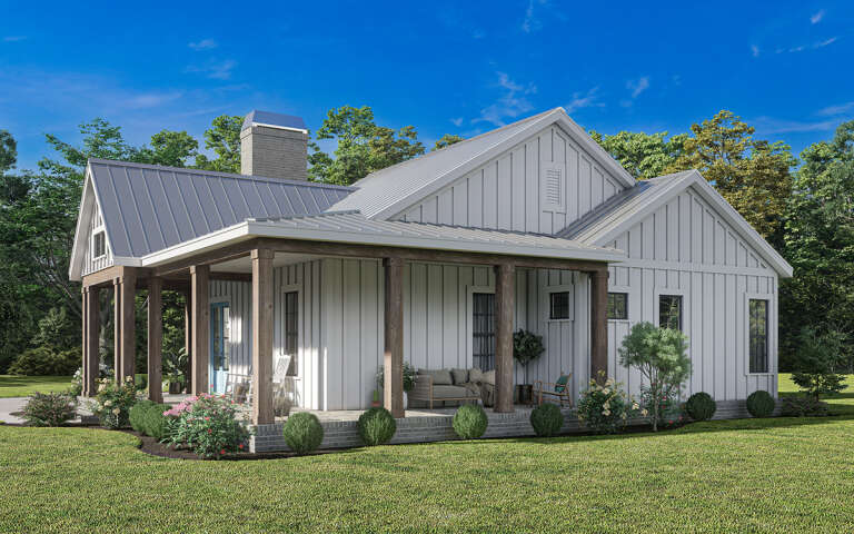 Modern Farmhouse Plan: 1,320 Square Feet, 2 Bedrooms, 2 Bathrooms - 009 ...