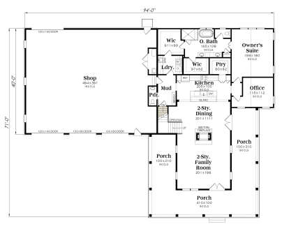 Main Floor w/ Basement Stairs Location for House Plan #009-00351