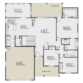 Traditional Plan: 1,823 Square Feet, 3 Bedrooms, 2 Bathrooms - 5244-00020