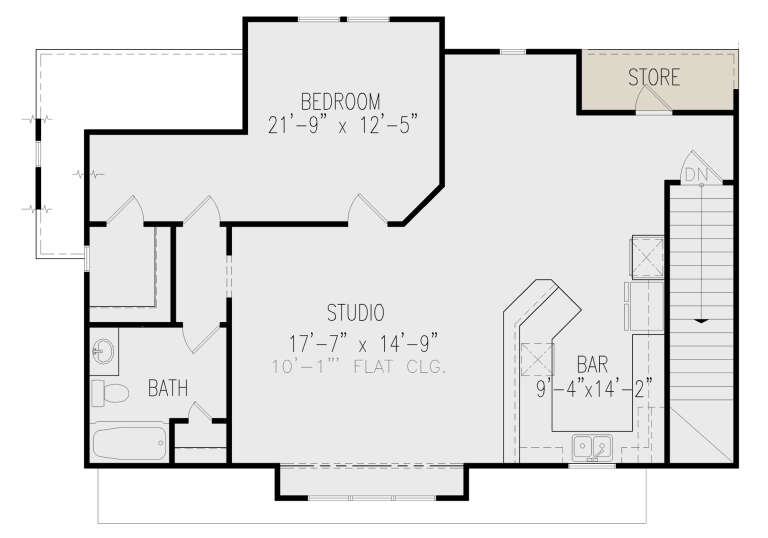 House Plan 6082-00221 - Craftsman Plan: 899 Square Feet, 1 Bedroom, 1.5  Bathrooms