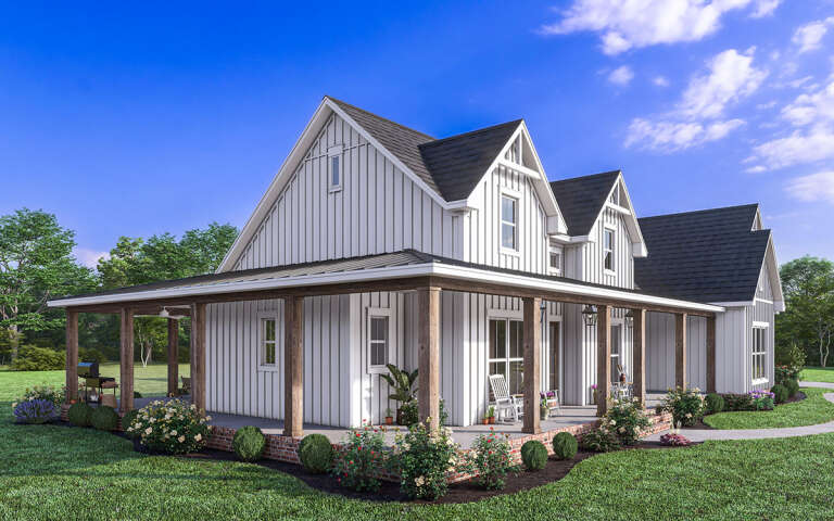 Modern Farmhouse Plan: 2,377 Square Feet, 3 Bedrooms, 2.5 Bathrooms 